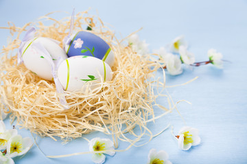 Easter eggs in nest