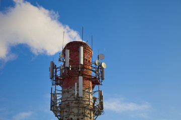 Factory chimney with smoke