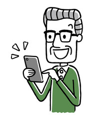 シニア男性：スマートフォン
