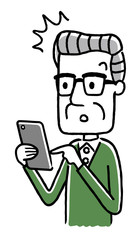 シニア男性：スマートフォン
