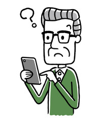 Obraz premium シニア男性：スマートフォン