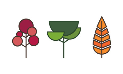 Tree flat style on white background color vector illustrator.