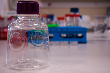 Waste container in a research laboratory