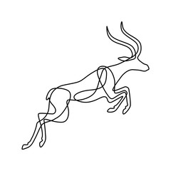 Endless line art illustration of antelope. Continuous black outline drawing on white background © incomible