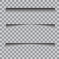Transparent realistic paper shadow effect set.