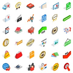 Trademark icons set, isometric style