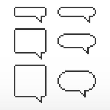 Pixel Speech Bubble, With Place For Text Boxes.