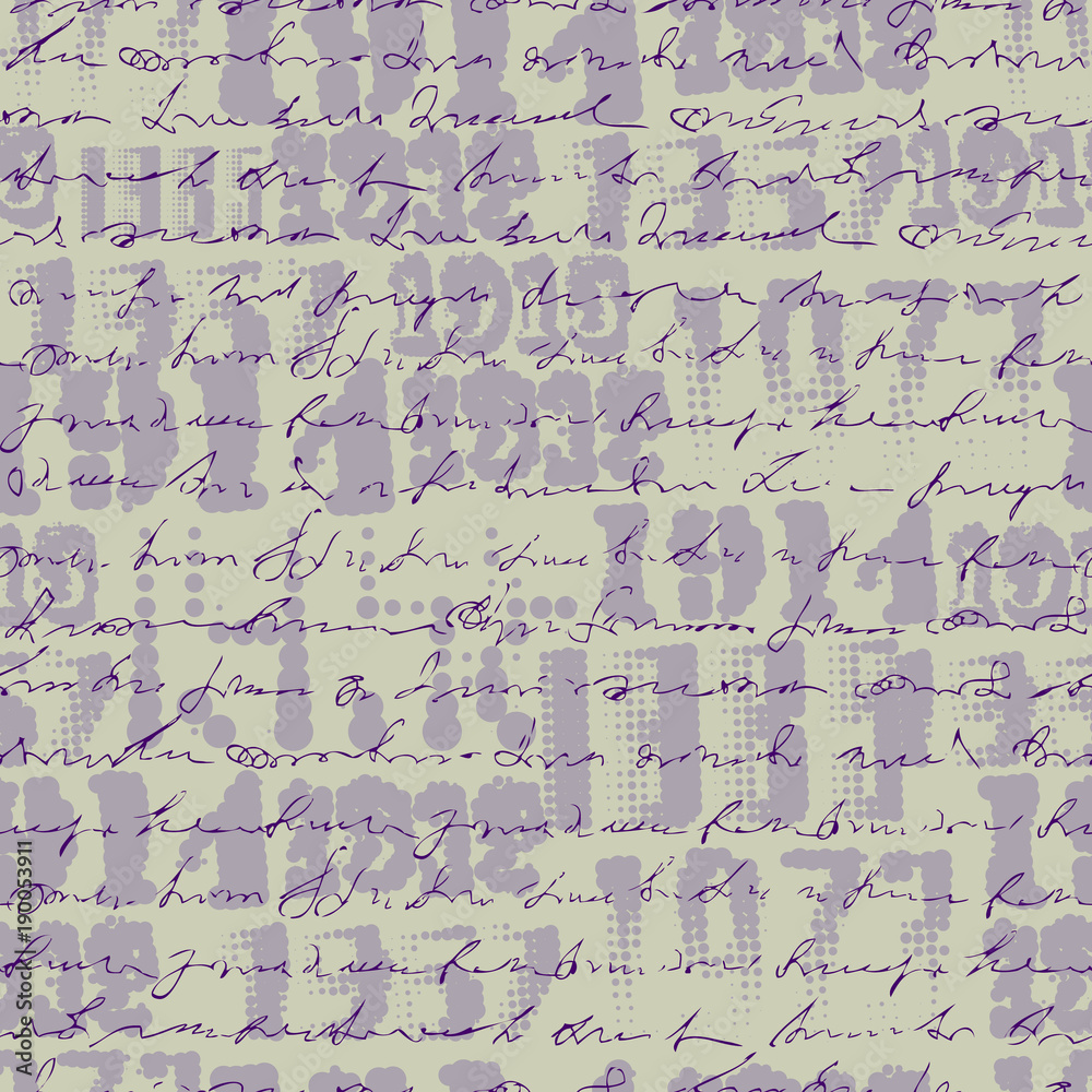 Poster seamless background pattern. imitation of a abstract vintage lettering on halftone years. unreadable