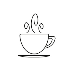 Coffe cup line icon. Hot cup of tea icon. 
