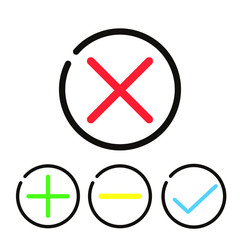 Plus  minus  cross tick icons.  Web icon formobile apps 