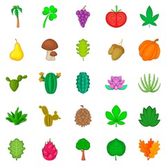 Sow the field icons set, cartoon style