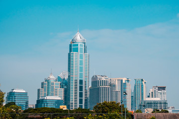 Naklejka premium Cityscape downtown high peak tower Bangkok Thailand