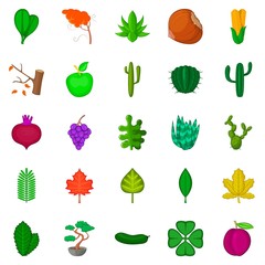 Green space icons set, cartoon style