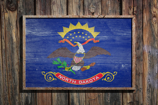 Wooden North Dakota flag