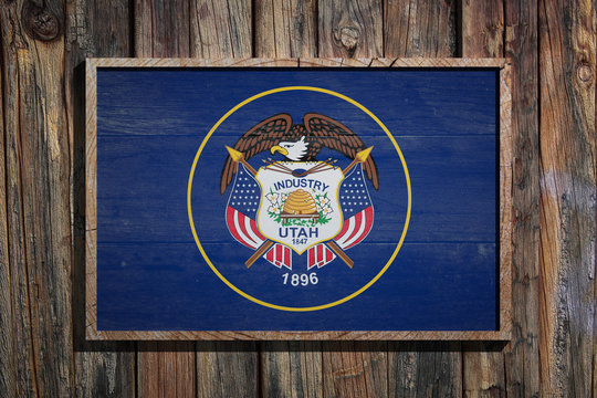 Wooden Utah flag