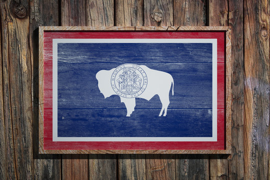 Wooden Wyoming flag