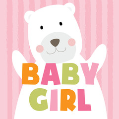 baby girl greeting card with cute bear design