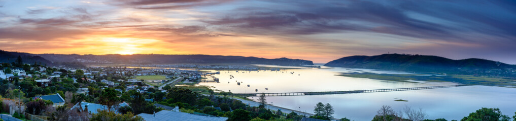 A panorama of Knysna lagoon at sunrise, South Africa