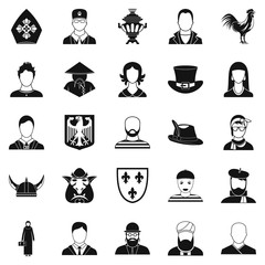National icons set, simple style