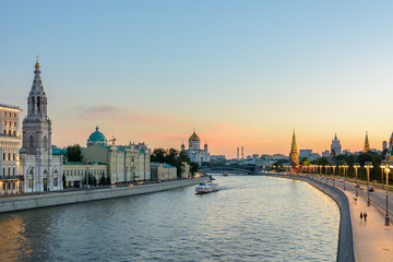 Fototapeta premium Moscow, Russia - The Moskva River / Moscow River in evening time