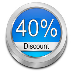 40% Discount button - 3D illustration