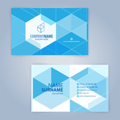 Blue and white modern business card template, Illustration Vector 10