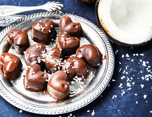 chocolate candy with coconut