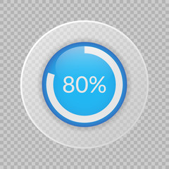 80 percent pie chart on transparent background. Percentage vector infographics. Circle diagram isolated. Business illustration icon for marketing project, finance, financial report, web design