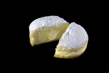opened cream round donut