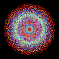 Spiral lines (spirograph) made of  LED lights trails