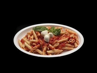 penne pasta with tomato and mozzarella