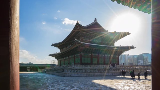 Gyeongbokgung Palace in Seoul, South Korea Time Lapse