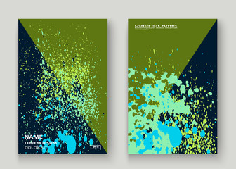 Neon cyan greenery explosion paint splatter artistic cover design. Decorative dust splash gradient texture background. Trendy creative template vector Cover Report Catalog Brochure Flyer Product