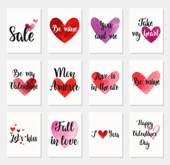 Set of Happy Valentine's Day greeting cards.