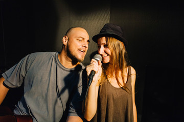 Music band performing in the studio