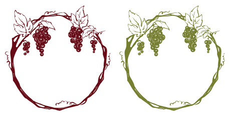 Frame from grapes / Vector illustration, set floral design element - obrazy, fototapety, plakaty