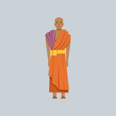 Buddhist monk, representative of religious confession vector Illustration