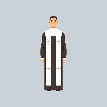 Catholic clergyman, representative of religious confession vector Illustration