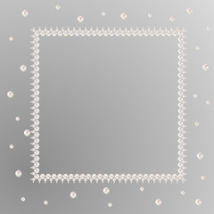 Pearl. Jewelry. Decoration. Vector illustration. Beads. Garland. Threads. Border. Frame.