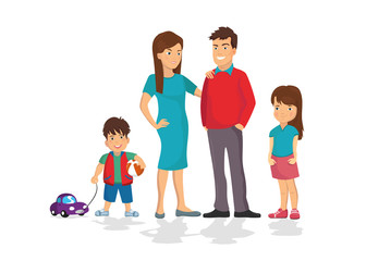 Fototapeta premium cute cartoon family in colorful casual clothes