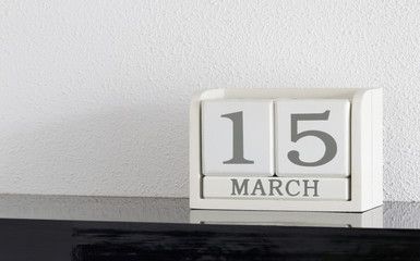 White block calendar present date 15 and month March