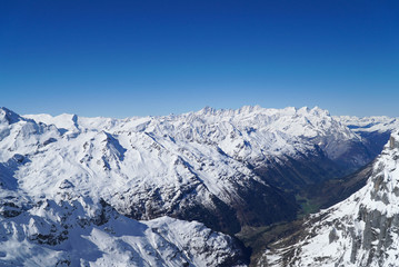landscape big mountains snow covered blue sky background