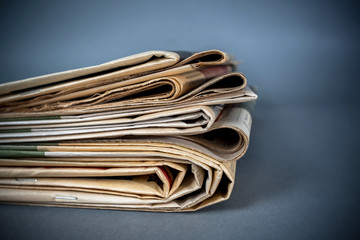 Newspapers on blue background
