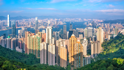 Fototapeta na wymiar Hong Kong city skyline with Victoria Harbor view