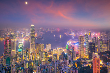Hong Kong city skyline with Victoria Harbor view