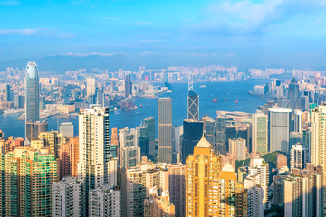 Fototapeta na wymiar Hong Kong city skyline with Victoria Harbor view