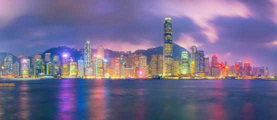 Hong Kong city skyline in China panorama