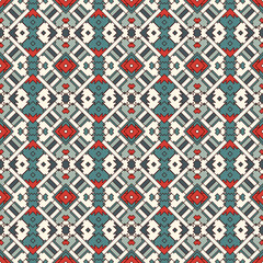 Ethnic style seamless pattern with geometric figures. Native americans ornamental abstract background. Tribal motif.