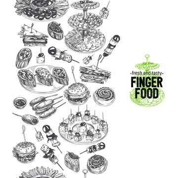 Beautiful vector hand drawn finger foods Illustration.