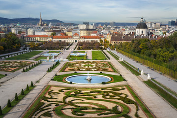 Details from the baroque park at the Belvedere Castle in Vienna, Austria. - obrazy, fototapety, plakaty